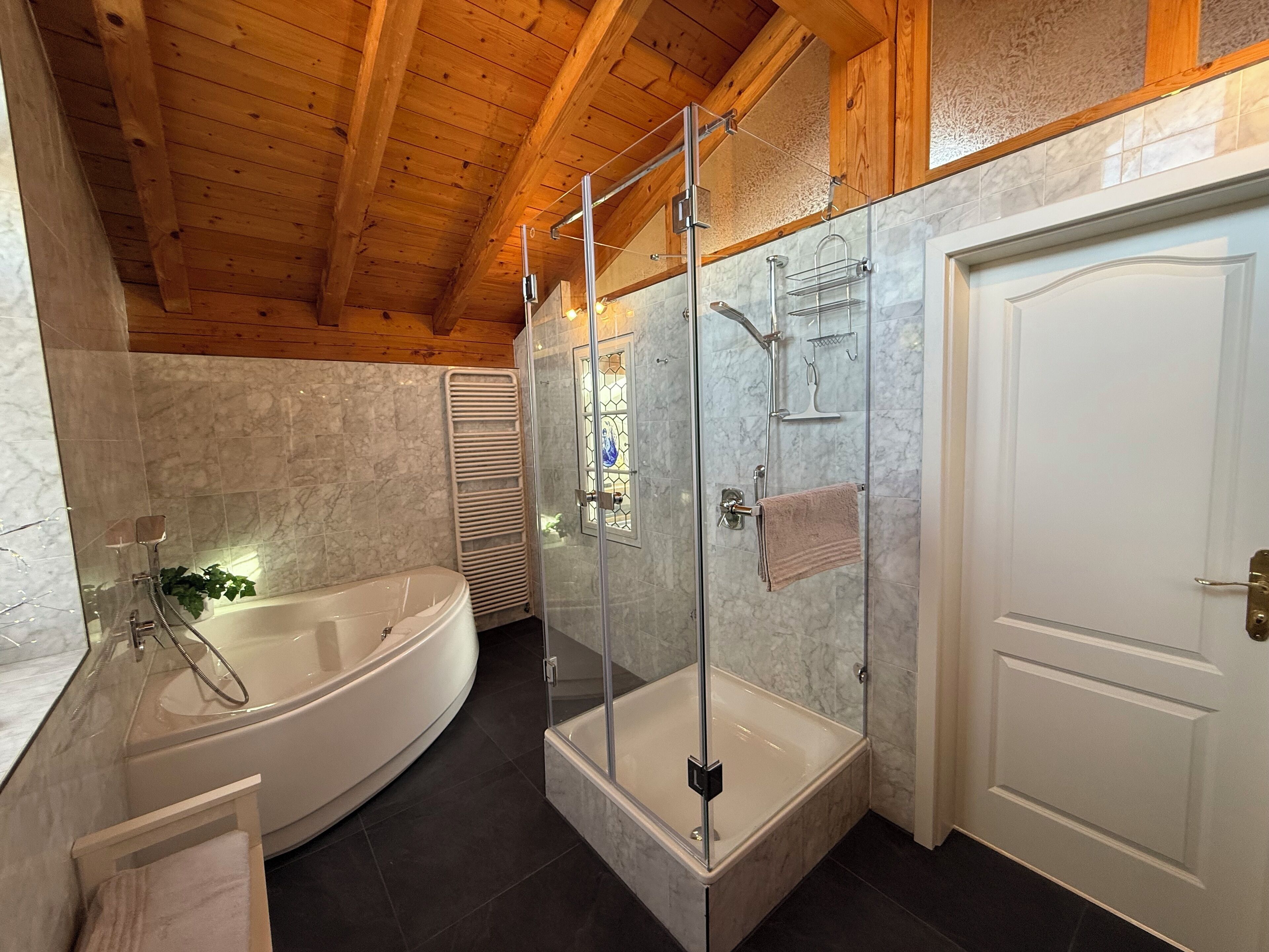 Dusche, Haartrockner, Handtücher