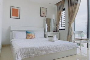 Habitación panorámica doble, vistas a la ciudad | Sábanas de algodón egipcio y ropa de cama de alta calidad