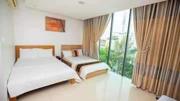 Panoramic-Vierbettzimmer, Stadtblick | Bettwäsche aus ägyptischer Baumwolle, hochwertige Bettwaren