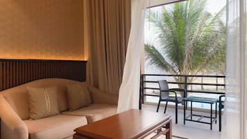 Premier Double Room, Balcony, Pool View | In-room safe, desk, laptop workspace, blackout drapes