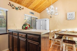 Dining - Peaceful Mountain Cabin w/ Decks & Private Beach Access | Pine Haven (Lake Arrowhead)