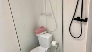 Douche, serviettes fournies, papier toilette