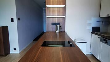 Fridge, dishwasher, coffee/tea maker, toaster