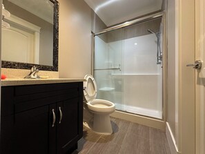 Sèche-cheveux, serviettes fournies, savon, papier toilette