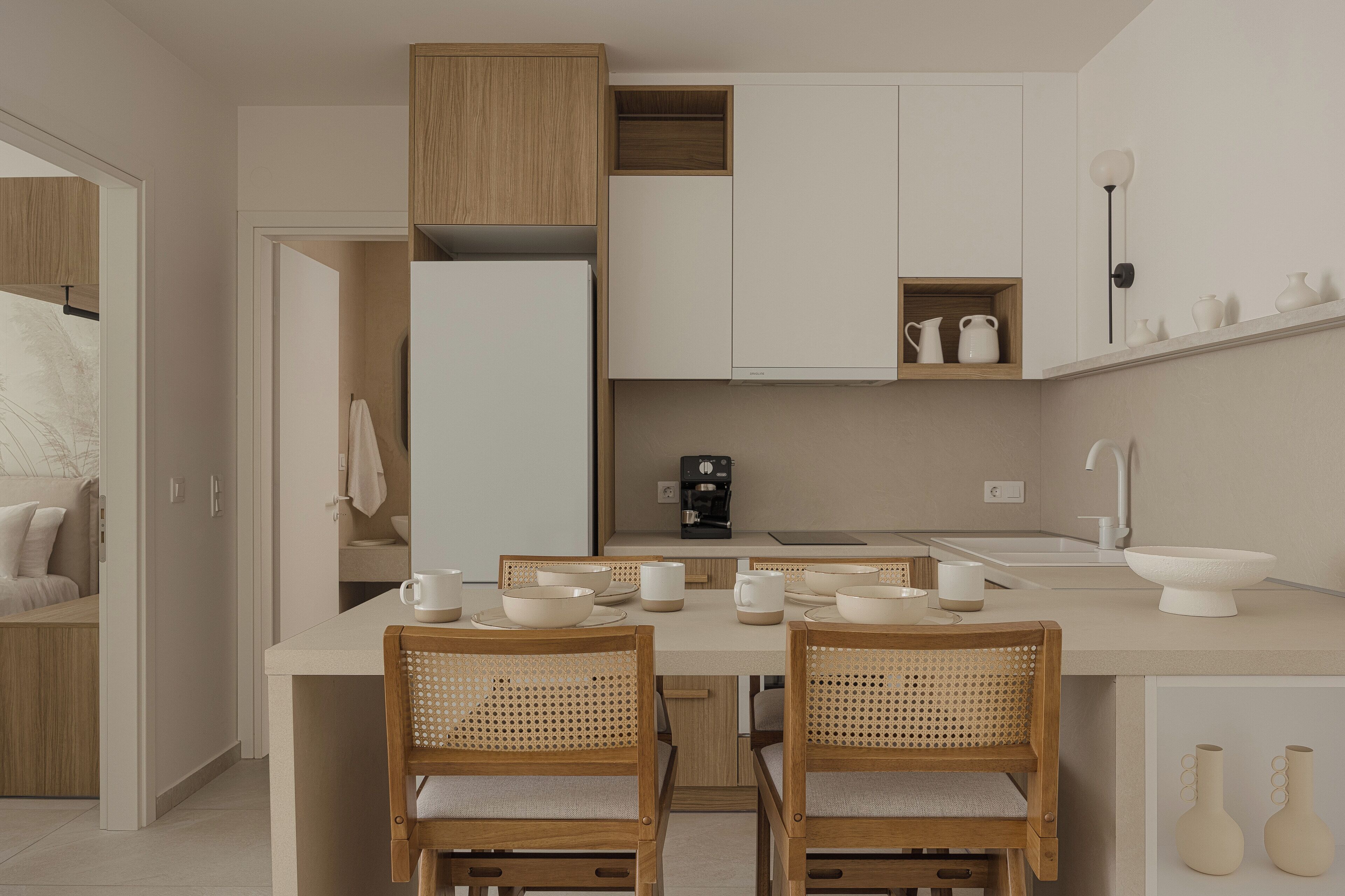 华丽套房, 阳台, 城市景观 | 私人厨房 | 大冰箱、烤箱、炉灶、厨具/餐具