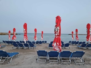 Private beach nearby, beach umbrellas, beach volleyball