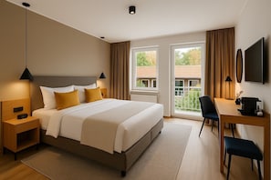 Tweepersoonskamer | Een bureau, een laptopwerkplek, gratis wifi