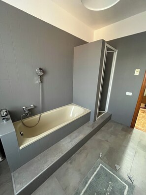 Regadera, secadora de cabello, bidet, toallas 