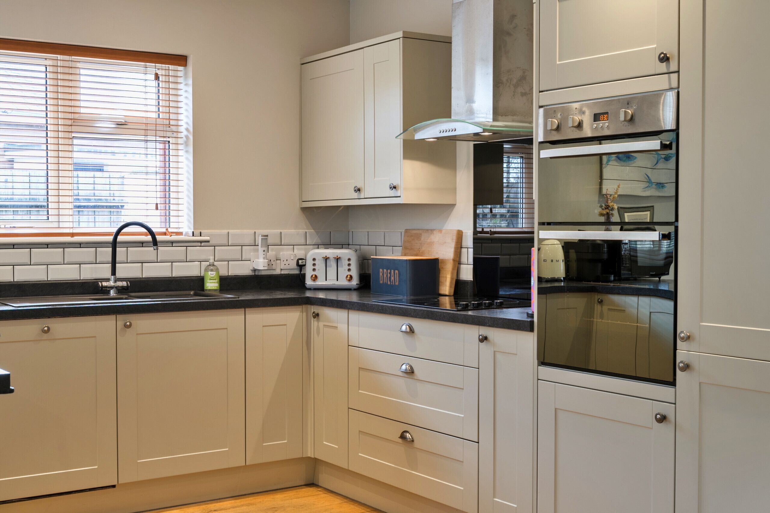 Fridge, microwave, oven, dishwasher