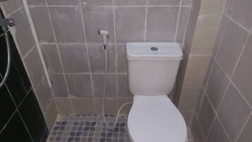 Shower, towels, soap, shampoo