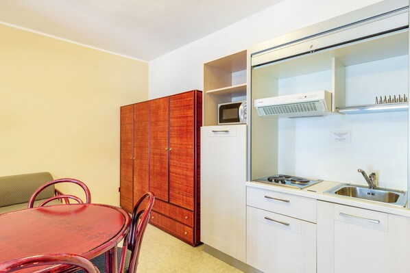 Standard Apartment, Balcony, City View | Private kitchen | Full-sized fridge, microwave, stovetop, dishwasher