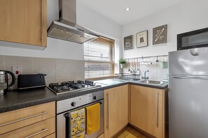 Fridge, microwave, oven, toaster