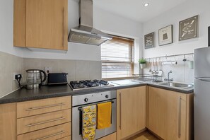 Fridge, microwave, oven, toaster