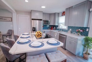 Fridge, microwave, oven, dishwasher