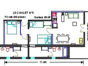 Floor plan - Gourette Apartment - 9 people, 59 m², Pool, WIFI, Pets allowed (Gourette)