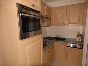 Fridge, microwave, dishwasher