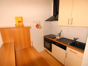 Fridge, microwave, dishwasher