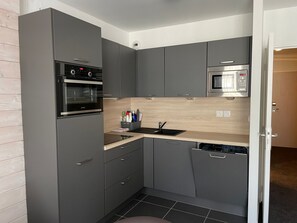 Fridge, microwave, dishwasher - Gourette: Studio for 6, balcony, pets allowed (Gourette)