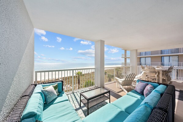 Signature-Apartment, 3 Schlafzimmer, Balkon, Strandblick | Balkon