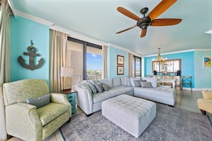 Signature Condo, 3 Bedrooms, Balcony, Beach View | Living room | 32-inch Smart TV with cable channels