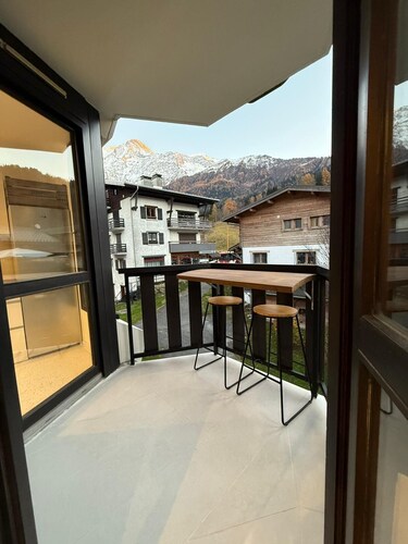 Appartement 1 chambre Les Houches aux pieds des pistes vue montagne