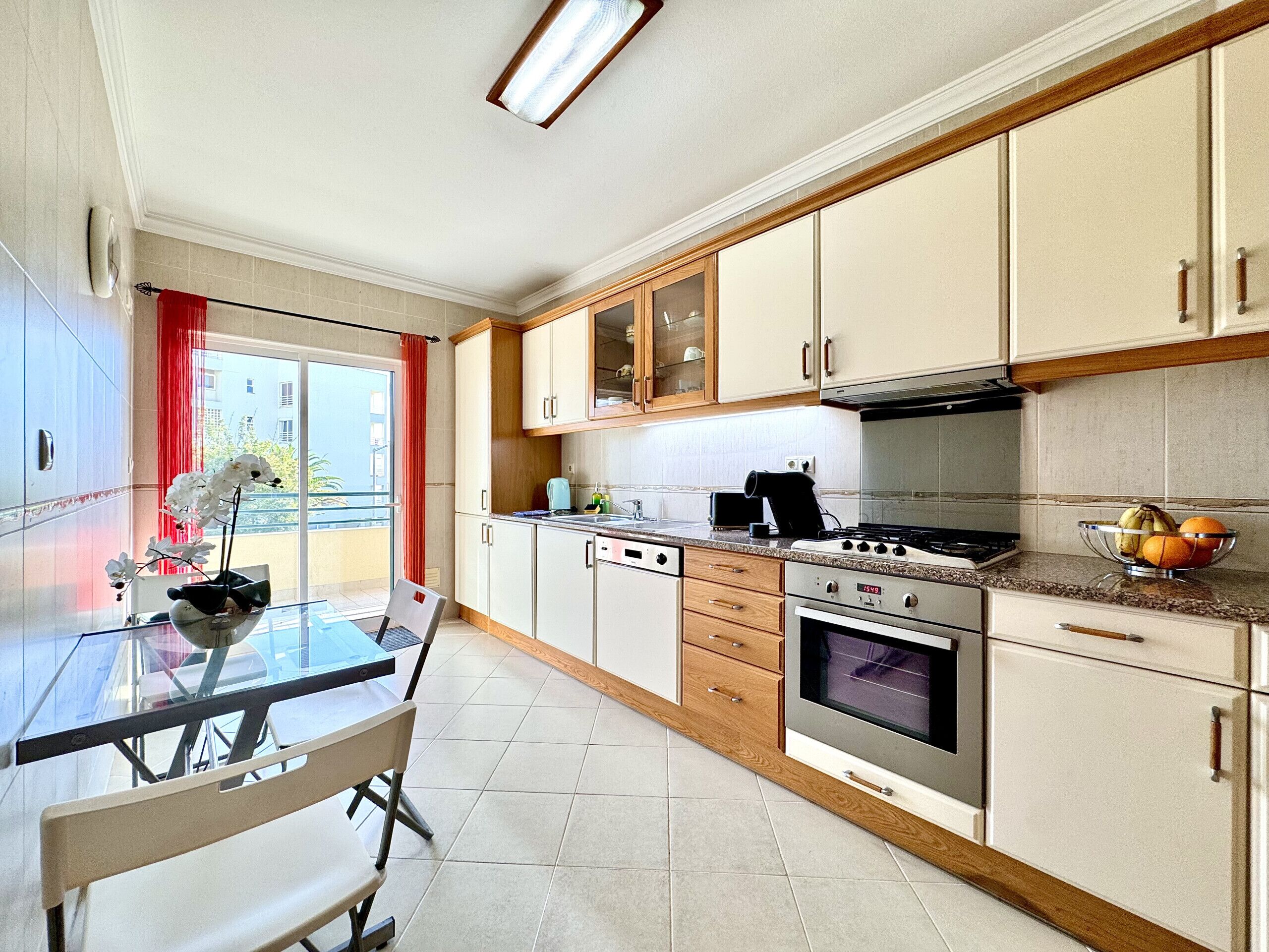 Microwave, dishwasher, coffee/tea maker, cookware/dishes/utensils