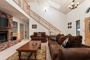 TV, fireplace, offices - Silverpine Chalet w/Gym, Game Room & Large Decks (Shaver Lake)