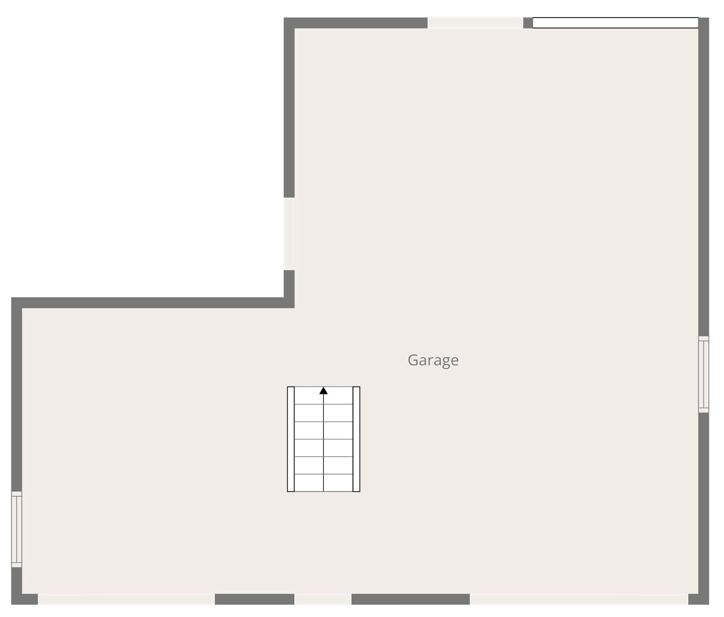 A floor plan with a garage and a small enclosed area, possibly a utility room.