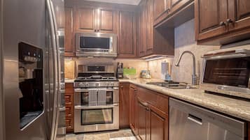 Condo, Multiple Beds, Patio, Mountain View (International Village at Warm Springs) | Private kitchen | Dining tables