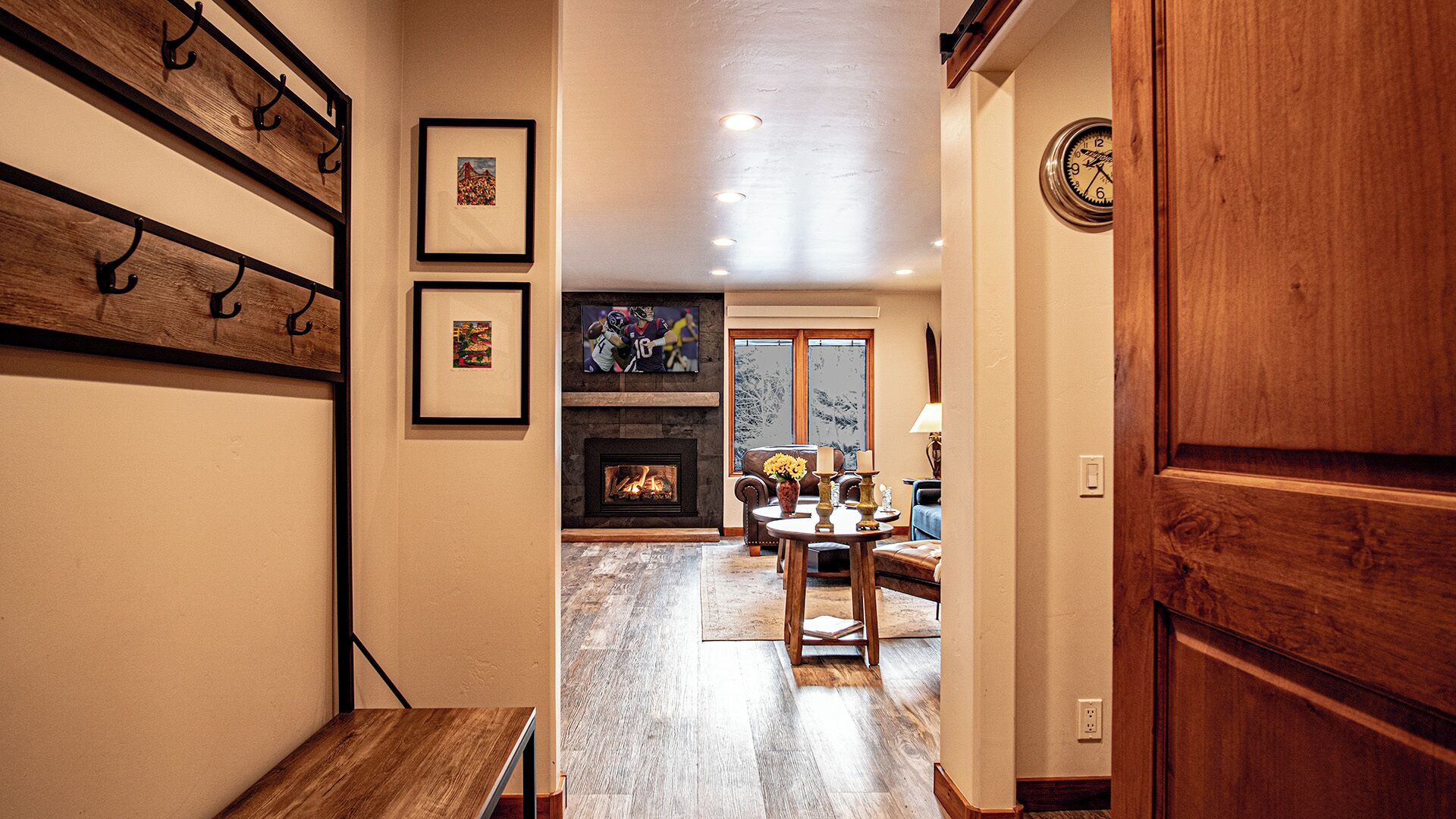 Íbúð - mörg rúm - arinn - fjallasýn (Sun Valley Condo 123) | Að innan