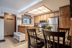 Condo, Multiple Beds, Patio, Mountain View (Bluff Condo 4119) | Private kitchen | Dining tables - Elkhorn Bluff Condo + Complex & Resort Amenities (Sun Valley)