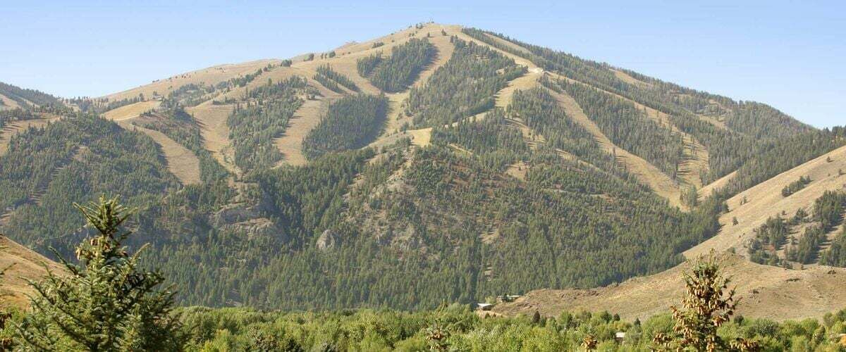 Un paysage montagneux, avec de vastes forêts et un ciel dégagé.