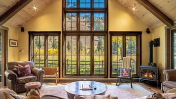 Cabin, Multiple Beds, Patio, Mountain View (Board's Sunset Ranch) | Living area | 42-inch flat-screen TV with digital channels