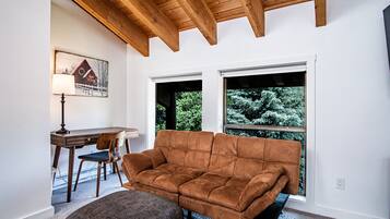 Condo, Multiple Beds, Patio, Mountain View (Downtown Ketchum Condo - Walk to Ski) | Living area | 42-inch flat-screen TV with digital channels