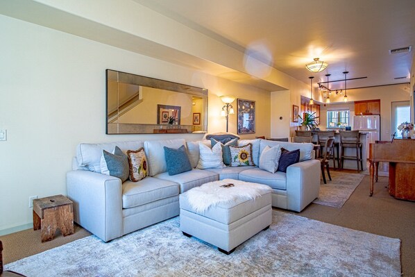 Condo, Multiple Beds, Patio, Mountain View (Sweetwater in Hailey) | Living area | 42-inch flat-screen TV with digital channels