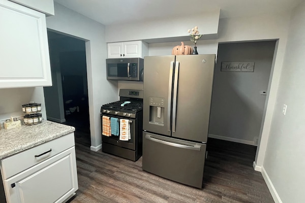 Køleskab, mikrobølgeovn, ovn, kogeplade