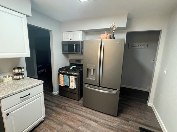 Kühlschrank, Mikrowelle, Ofen, Herdplatte