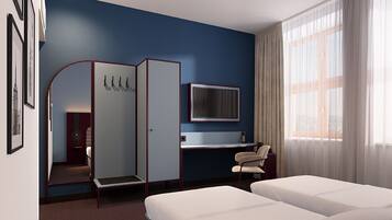 Escriptori, espai de treball apte per a portàtils i wifi gratuïta