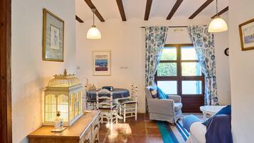 Una televisión, una chimenea, un reproductor de DVD