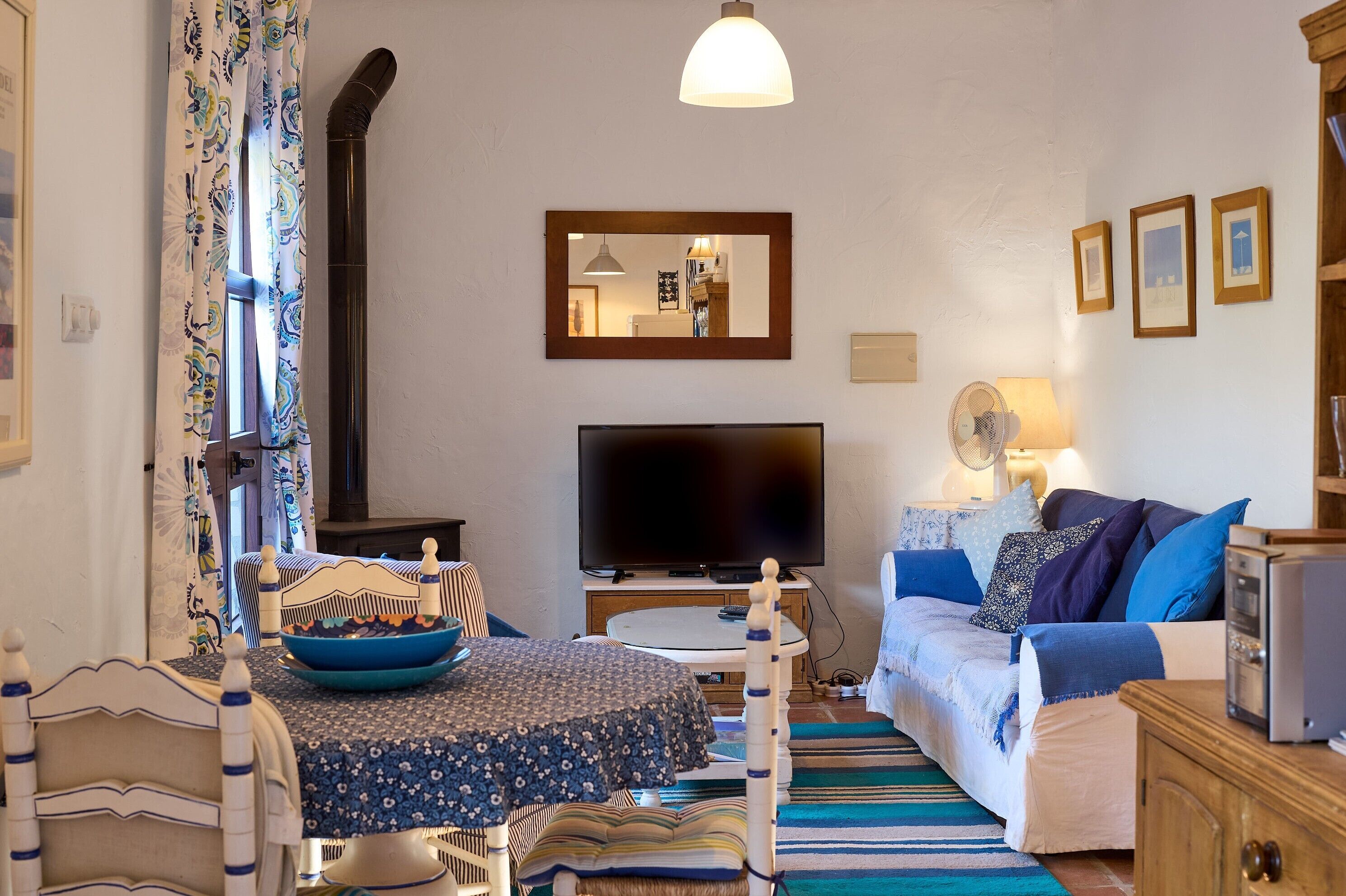 TV, fireplace, DVD player, stereo