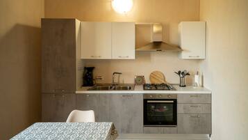 Fridge, oven, stovetop, coffee/tea maker