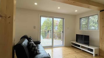 Smart TV, fireplace, DVD player