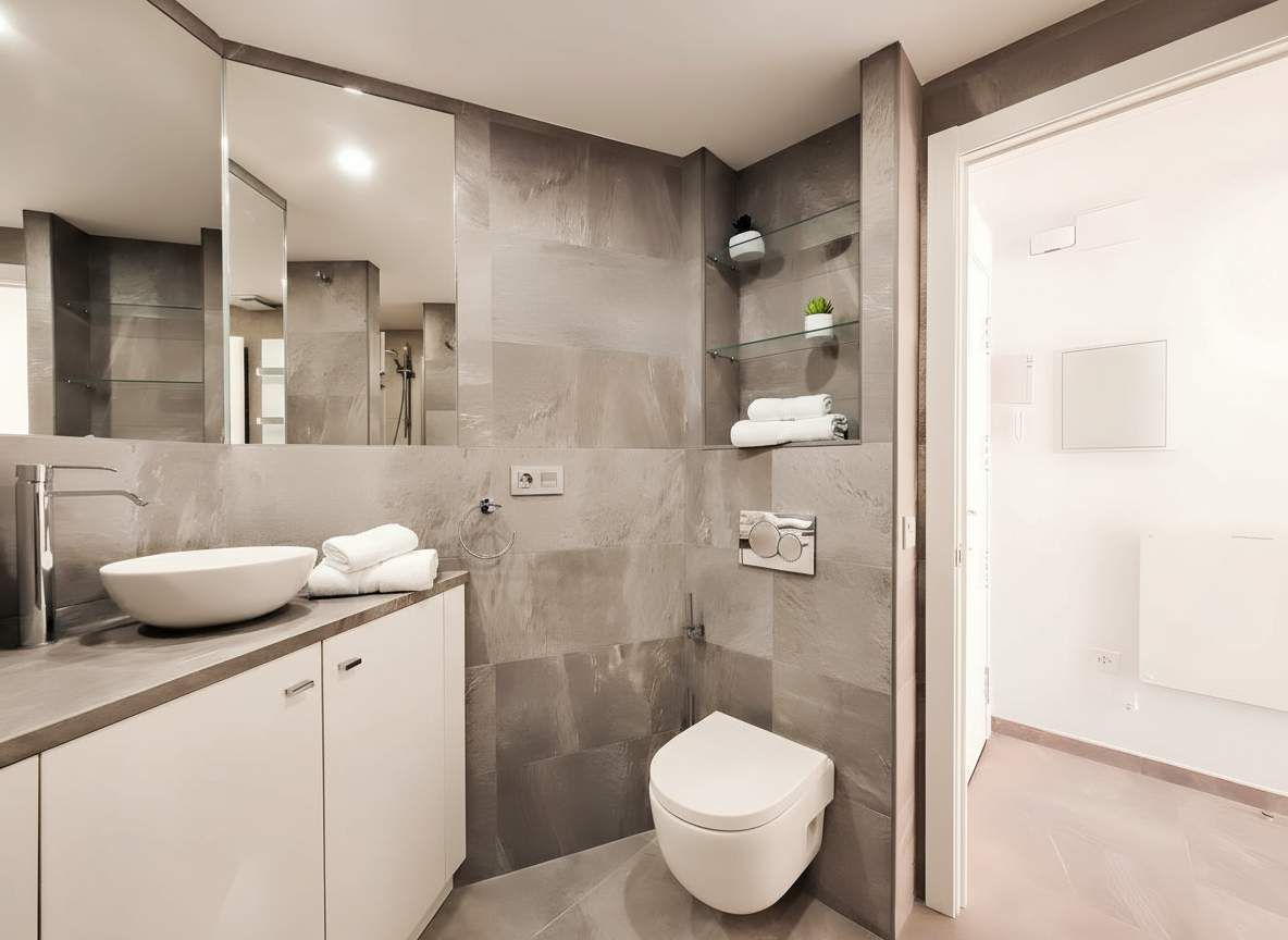 Deluxe appartement, uitzicht op bergen | Badkamer