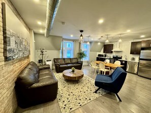 Family Apartment, City View | Living area - AirStay-Bishop (Montréal)