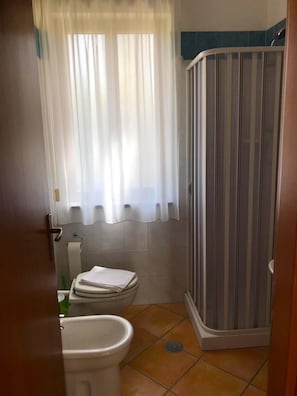 Dusche, Haartrockner, Bidet, Handtücher