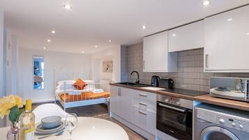 Fridge, microwave, oven, toaster