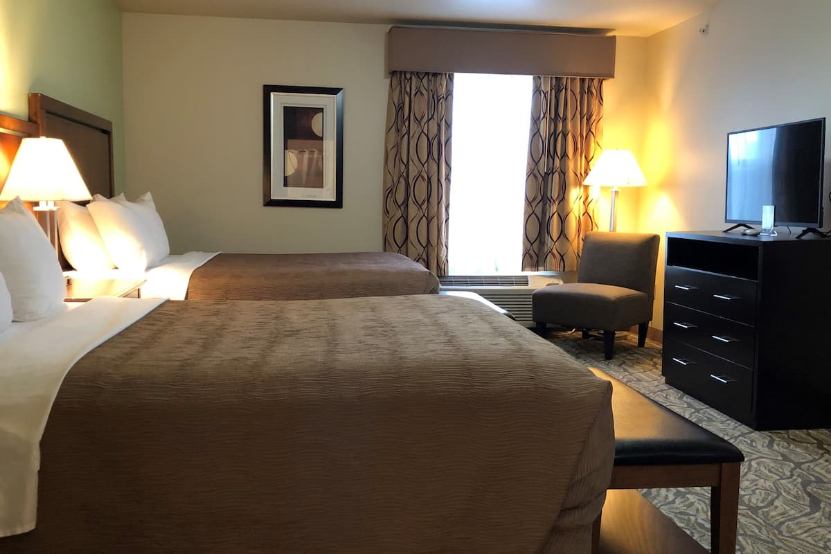 Standard Room, 2 Queen Beds | Desk, laptop workspace, blackout curtains, iron/ironing board