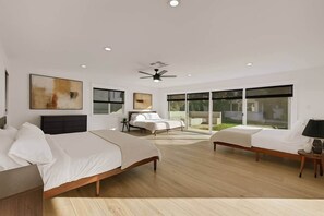 5 habitaciones, tabla de planchar con plancha, wifi y ropa de cama