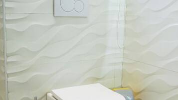 Douche, serviettes fournies, savon