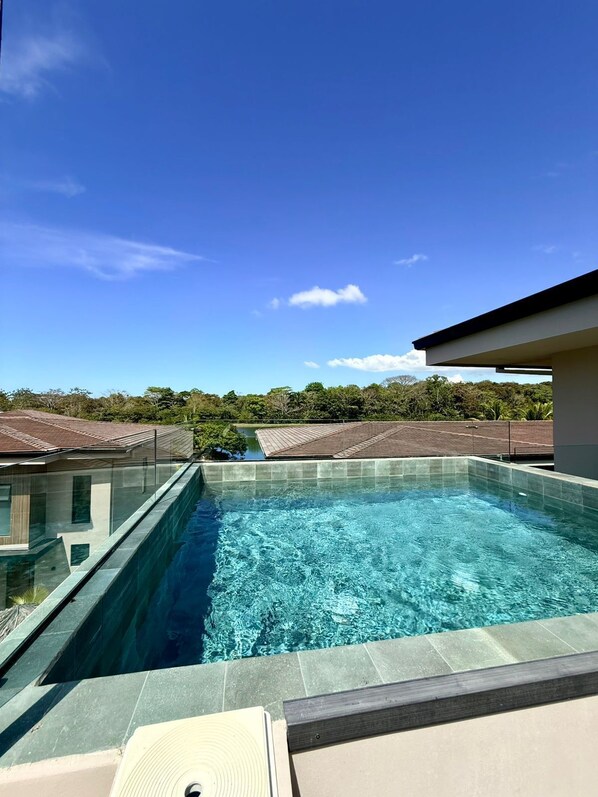 Pool - Large comfortable house in Playa Hermosa with lake, beach access, surf, horses + (Quebrada Amarilla)